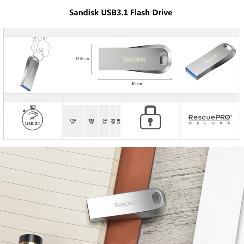 Двойной Флеш-накопитель SanDisk CZ74 USB 3,1 в коробке sub Флеш накопитель 16 ГБ 32 ГБ 64 ГБ 128 ГБ флэш-накопитель до 150 МБ/с. флэш-накопитель флэш-диск металлический U диск памяти