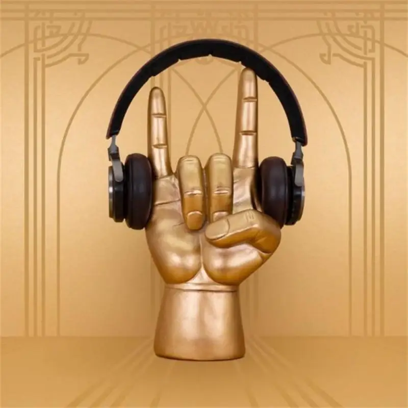 Music Headphone Holder Resin Big Hand Earphone Gaming Headset Display Stand Desktop Sculpture Decor Gesture Earphone Rack