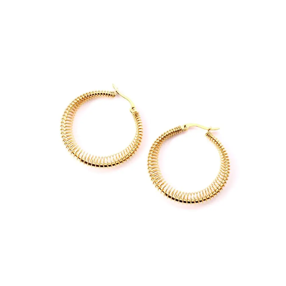 LUXUSTEEL золотые весенние круглые серьги-кольца, новые ювелирные изделия в стиле панк из нержавеющей стали, круглые серьги, женские рождественские колье