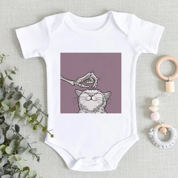 

Hipster Graphic Newborn Romper Cheap Trendy Kawaii Toddler Ropa De Debe Niña Skeletons And Cats Infant Clothes Versatile