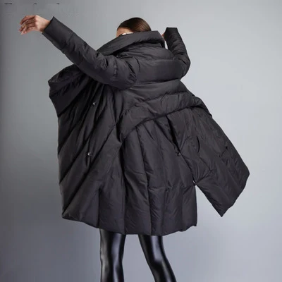 

Winter Down Coat Women 90% Duck Down Asymmetric Cloak Jacket European Fashion 2020 Long Oversiz Parkas Abrigos LX2223