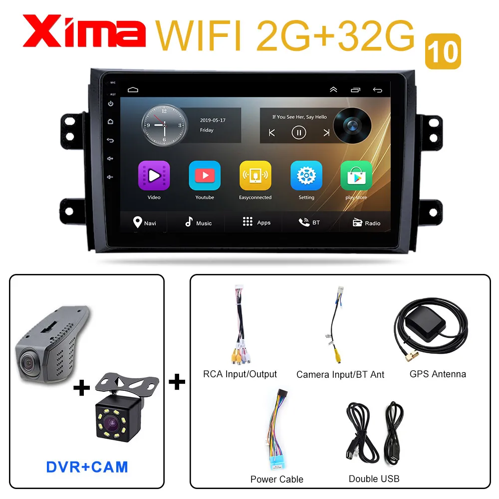 XIMA автомобильный Android 9,0 gps dvd-плеер для Suzuki SX4 2006 2007 2008 2009 2010 2011 2012 Автомобильный мультимедийный 2Din Радио стерео wifi - Цвет: RAM 2G SX4-DVR-CAM