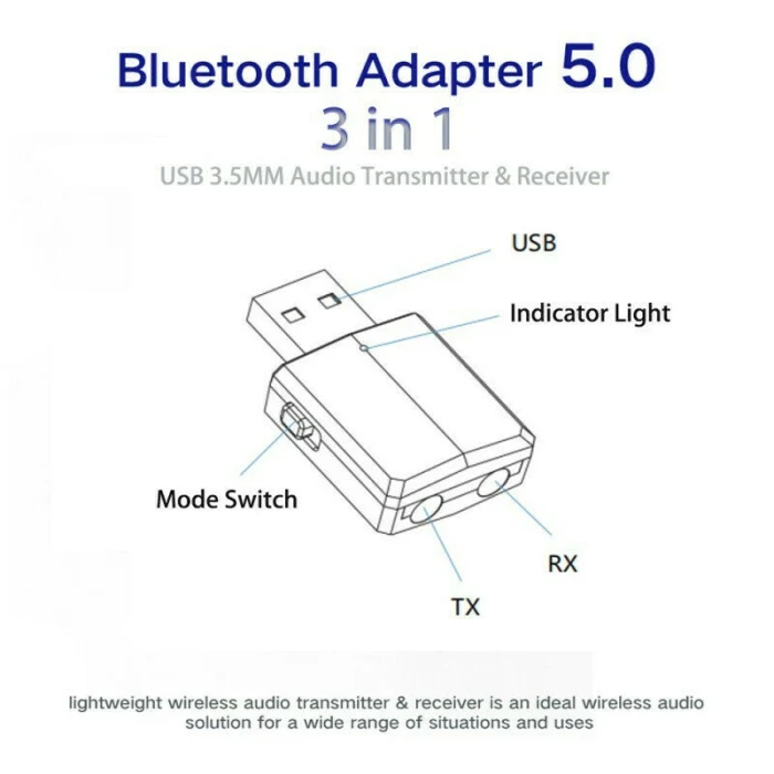 USB Bluetooth адаптер 5,0 музыкальный аудио приемник передатчик беспроводной для домашнего офиса NC99