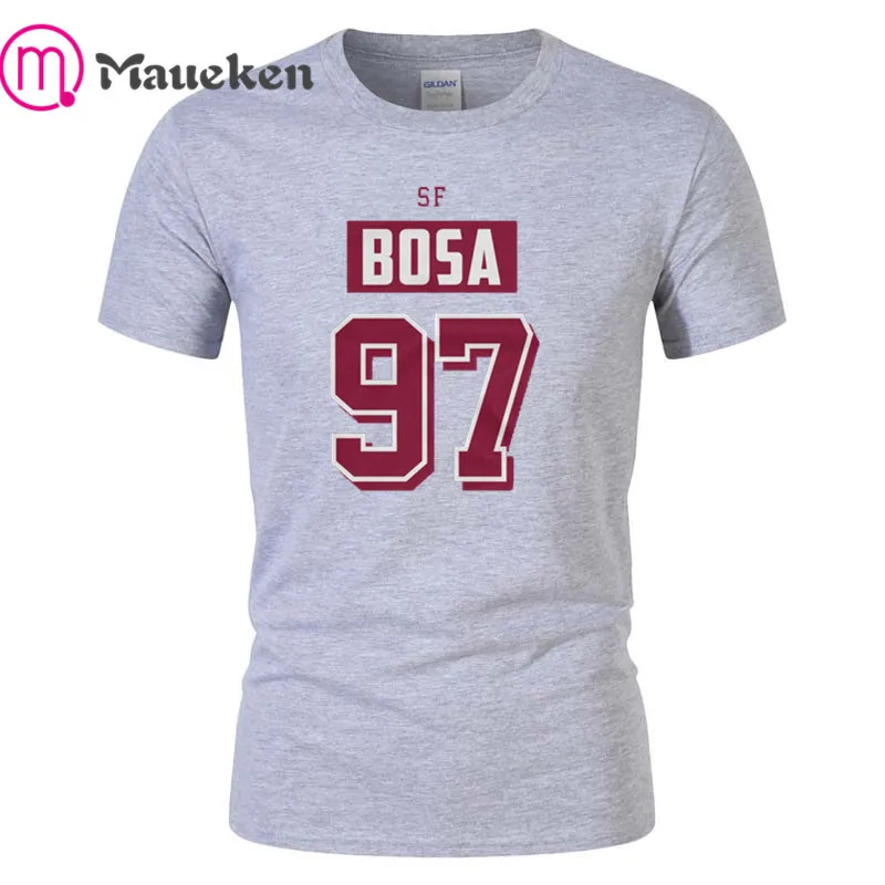 Nick Bosa San Francisco 97 футболка мужская с коротким рукавом хлопок o-образный вырез футболки для фанатов подарок - Цвет: GREY
