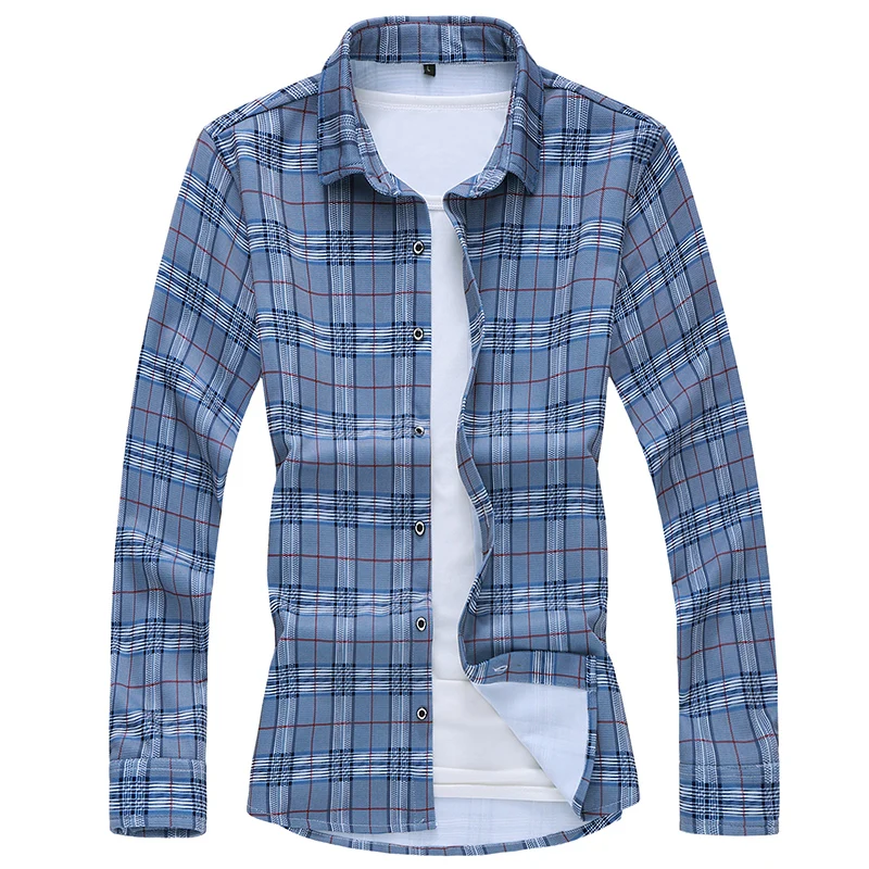 

Plaid Shirt Men Plus size High Quality Fashion Long Sleeve Casual Shirt Men 2019 Autumn New Creative Plaid Trend Classic Shirt