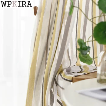 

Modern Yellow and Grey Tulle Curtain for Living Room Linen Sheer Curtain for Kitchen Door Curtain Gauze Drape S431#40