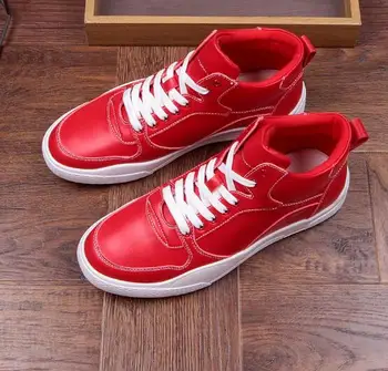 

lace-up 3 colour Men high top shoes Genuine leather Thick bottom casual boots for men office Comfortable sport shoes