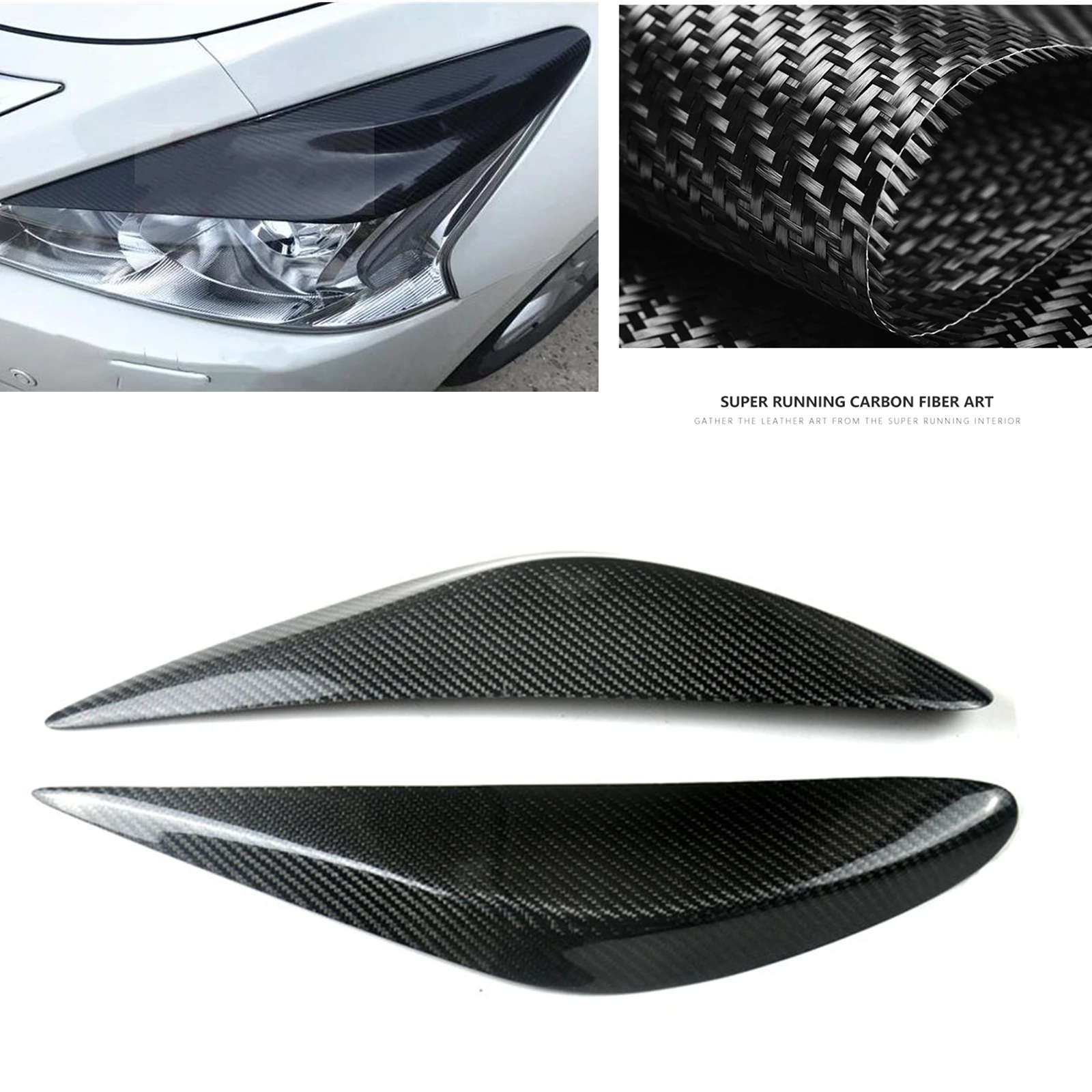 

For Nissan Altima 2013-2015 Headlight Eyelid Headlamp Eyebrow Trim Carbon Fiber Car Front Head Light Lamp Cover Lid Brow Sticker