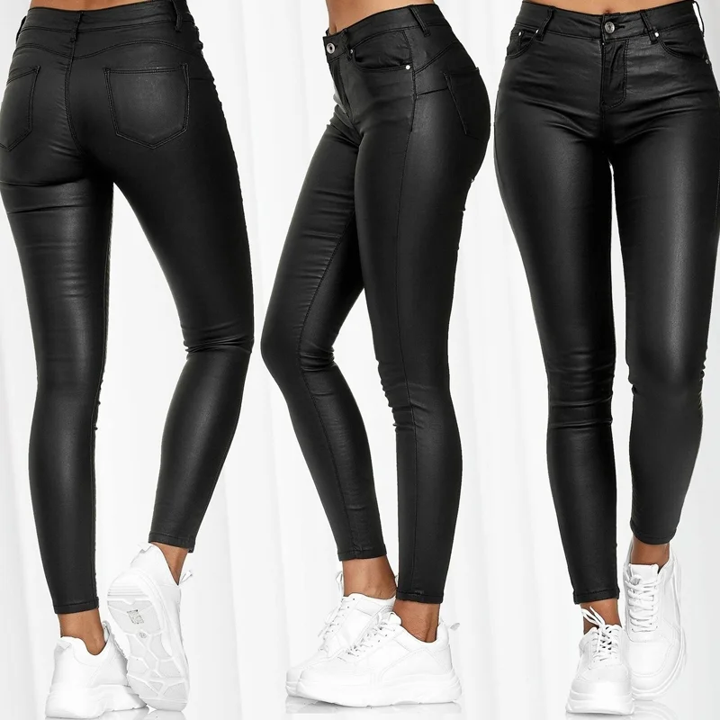 Gorgeous Pu Leather Black Stretch High Waist Bodycon Pants - Fashion ...