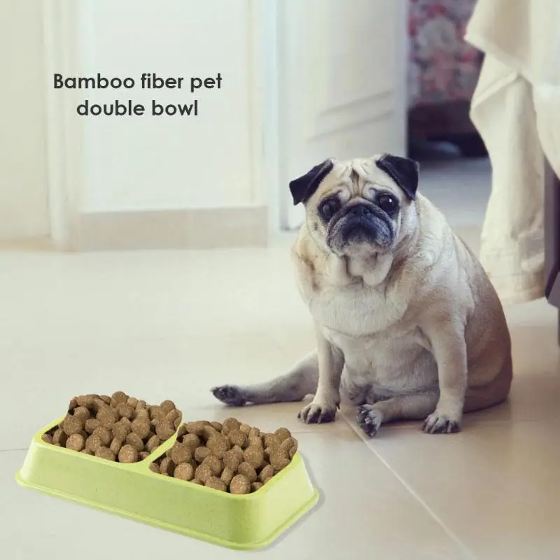 Bamboo Pets двойные чаши для защиты окружающей среды пищевая пластина для собак Petshop Двойная чаша зеленый/бежевый/оранжевый 25,5x13,5x5 см