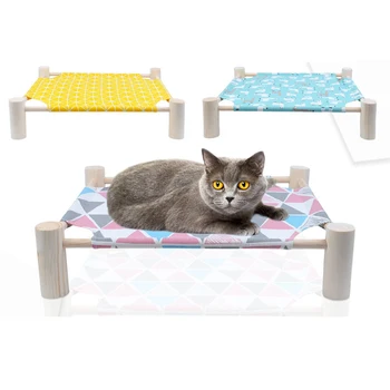 

2020 Summer Cat hammock Removable and washable solid wood cama para gato Breathable cats products for pets Top Quality Cat bed