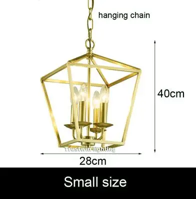 Стильный медный латунный золотой подвесной светильник с цепочкой, подвесной светильник, птичья клетка, гнездо для столовой, гостиной, золотой подвесной светильник - Цвет корпуса: small size