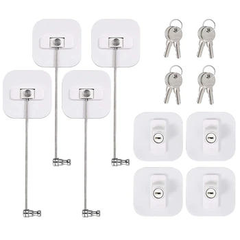 

4Pcs Refrigerator Door Lock Kit Freezer Door Locks Drawer Cabinet Locks with 8 Keys 304 Stainless Steel Lock Child Mini Door Loc