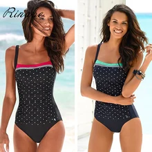 Rinabe, купальник в горошек,, бандо размера плюс, купальник для женщин, купальник, Bobysuit, бикини, Холтер, для похудения, монокини