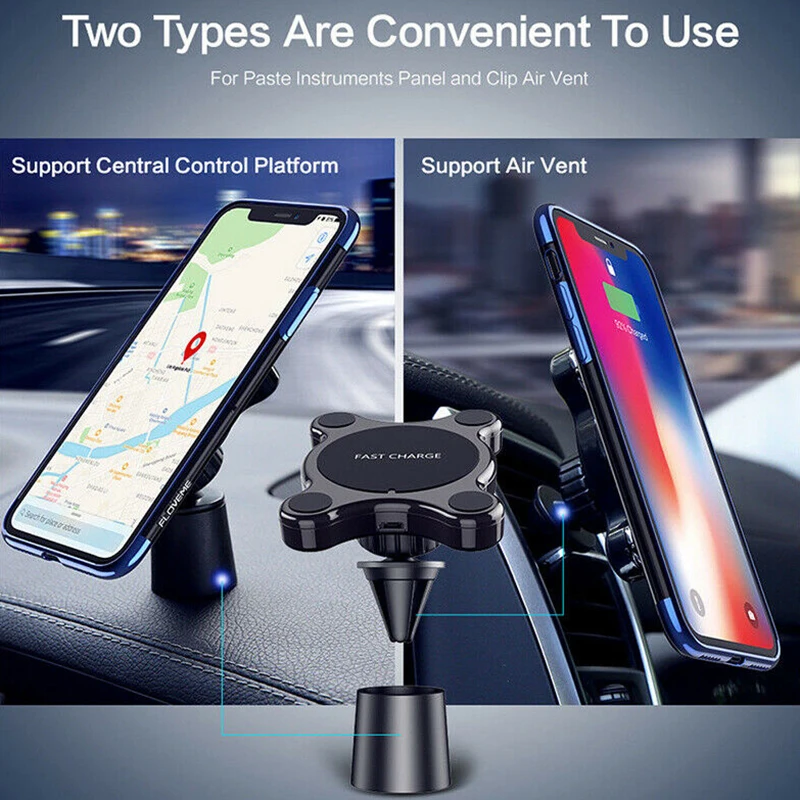 360 градусов вращения автомобиля Беспроводной Зарядное устройство для iPhone XsMax/Xs/8/8 plus Qi Магнитный Беспроводной автомобиля Зарядное устройство для samsung S8/S7/S6 10W