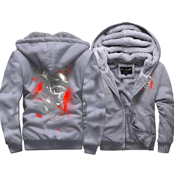 

Mens Fleece Hoodie zipper Hooded Sweatshirt Warm Winter Solid Color Customized Skeleton Skull Cotton Sportswear Casual Sports