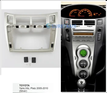 

9 inch Car Fascia Radio Panel for Toyota Yaris,Vitz,Platz 2005-2010 (Silver) Dash Kit Facia Console Bezel Adapter Plate Trim