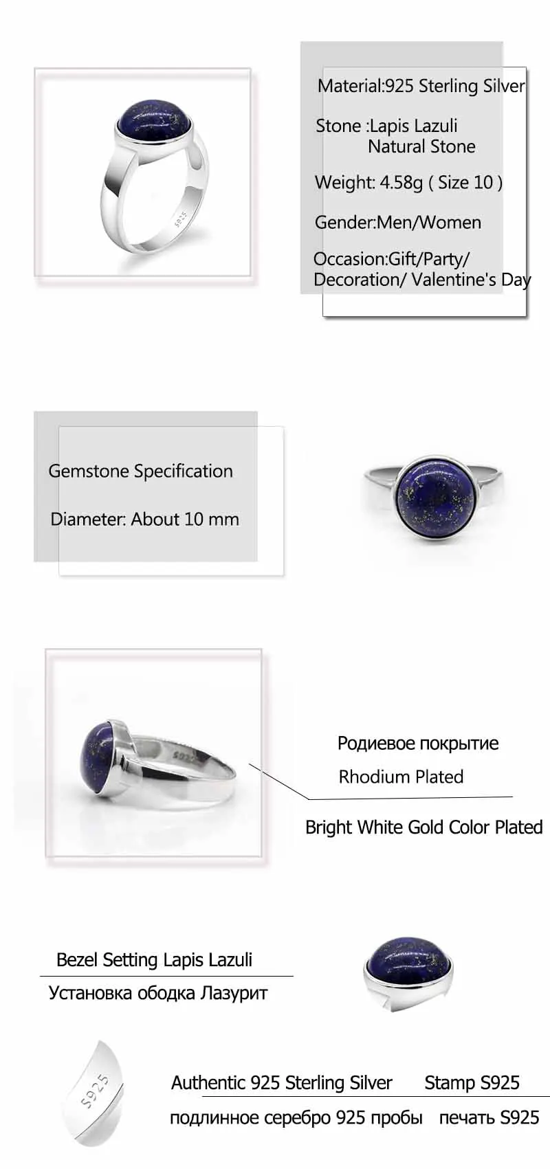 S925 серебро Природный камень синего цвета кольца Винтаж лазурит Твердое Серебро для мужчин ювелирное женское кольцо для обручальные