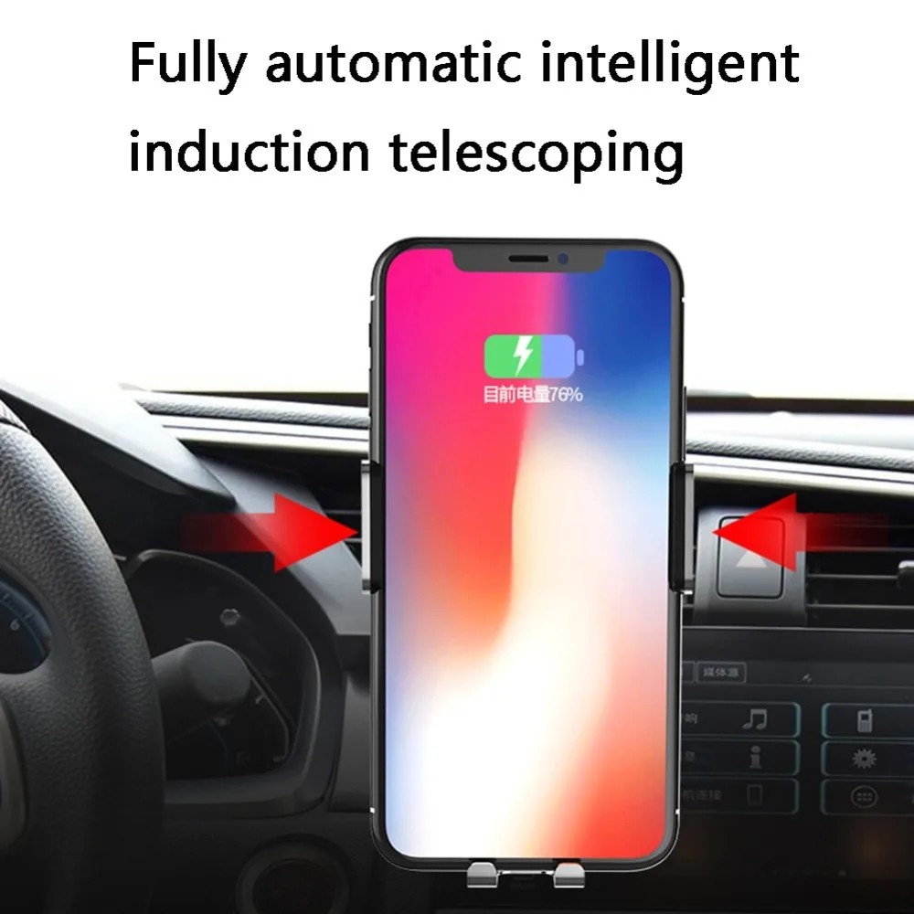 Беспроводное зарядное устройство для автомобиля держатель телефона для iPhone X 8 6 7 XR для samsung держатель мобильного телефона Подставка вентиляционное отверстие крепление гравитационный автомобильный держатель