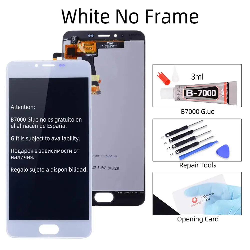 Дисплей для MEIZU M5 M611H LCD в сборе с тачскрином на рамке 5.2'' черный белый - Цвет: No Frame White