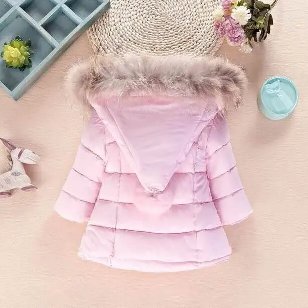 pink Детские Пуховые Пальто хлопковые пальто для малышей Детские утепленные куртки с меховым воротником на осень и зиму пуховые хлопковые пальто для мальчиков и девочек От 1 до 6 лет - Цвет: pink