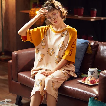 

2020 New Stylish Female Pajama Sets Spring Summer Cotton Pyjamas For Women Casual Comfortable Sleepwear For Girl Hot Sale