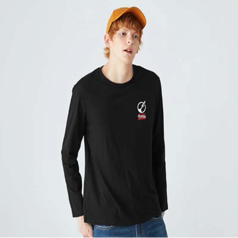 SEMIR, Мужская футболка с длинным рукавом, осень, новая хлопковая одежда, мужская индивидуальная футболка с круглым вырезом и принтом, Студенческая футболка