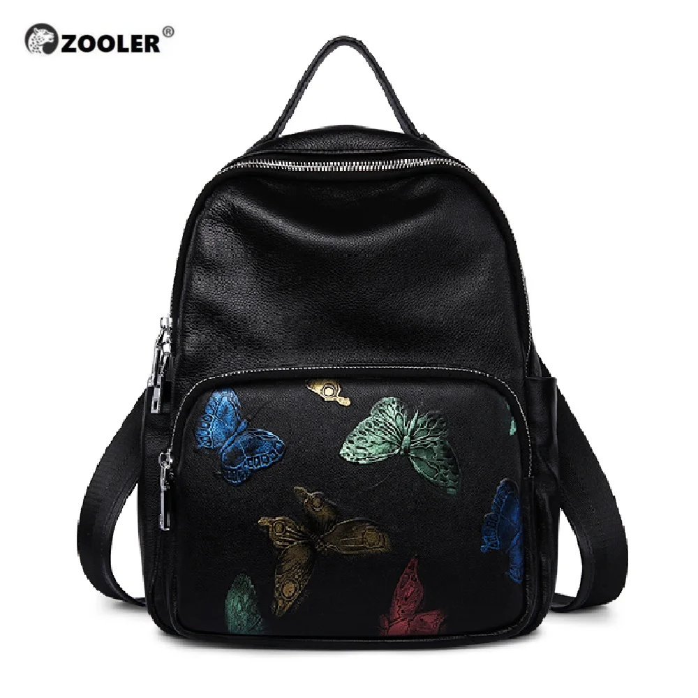 ZOOLER женские кожаные рюкзаки черный унисекс коровья кожа рюкзак для ноутбука элегантный натуральная кожа школьная сумка прочная сумка#5203