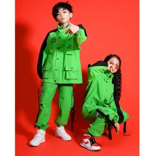 Детская одежда для выступлений в стиле хип-хоп; куртка с карманами; Топ; пальто; повседневные брюки-карго для бега для девочек и мальчиков; танцевальный костюм в стиле джаз; одежда