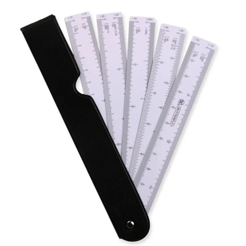 

Fan Shape Butterfly Scale Ruler with 5 Blades Multifunctional multiscale 5 sizes foldable engineering drawing clothing rules