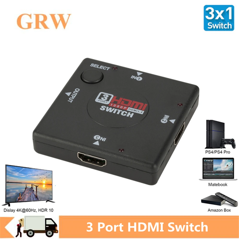 Выключатель GRWIBEOU HDMI 3 в 1, 3 портовый выключатель HDMI, переключатель мама Мама, сплиттер, переключатель для HDTV 1080P, видеопереключатель|KVM-переключатели| | АлиЭкспресс Выключатель GRWIBEOU HDMI 3 в 1, 3 портовый выключатель HDMI, переключатель мама Мама, сплиттер, переключатель для HDTV 1080P, видеопереключатель|KVM-переключатели| | АлиЭкспресс