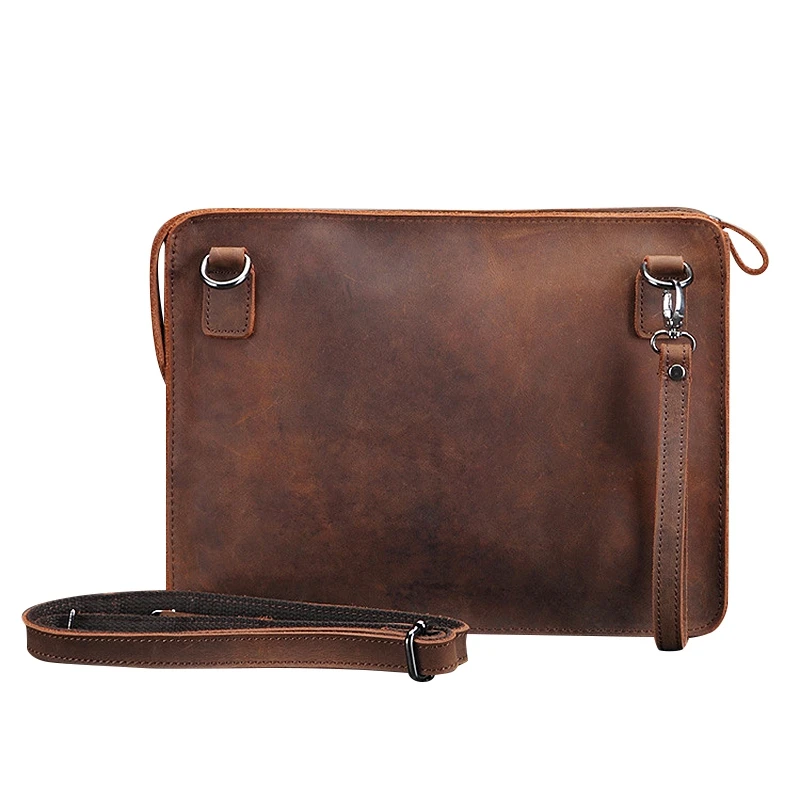 

LJL-Leather Briefcase Bags Men Vintage Business iPad Laptop Messenger Bag Male Envelope Bag