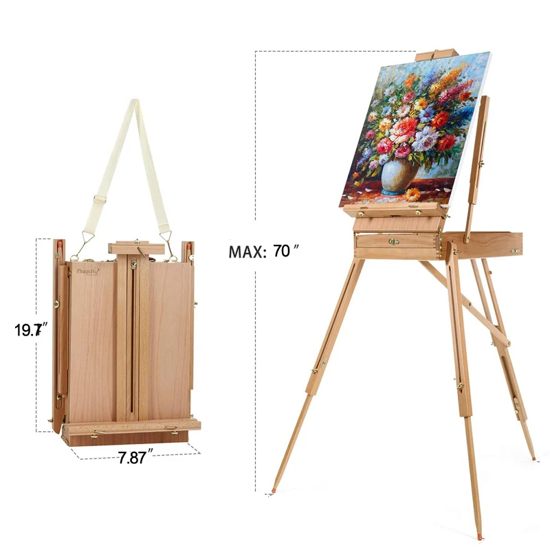 Wooden Easel Portable Folding French Table Easel for Drawing Oil Paints Sketch Box Tripod Painting Easel for Artist Art Supplies