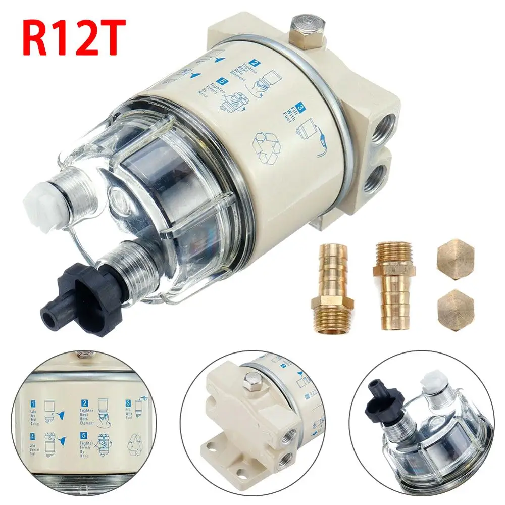 

R12T Spin-on Fuel Water Separator Filter Lawn Mower Diesel Engine Boat Marine Diesel Gasoline Generator Engines Automotive Part