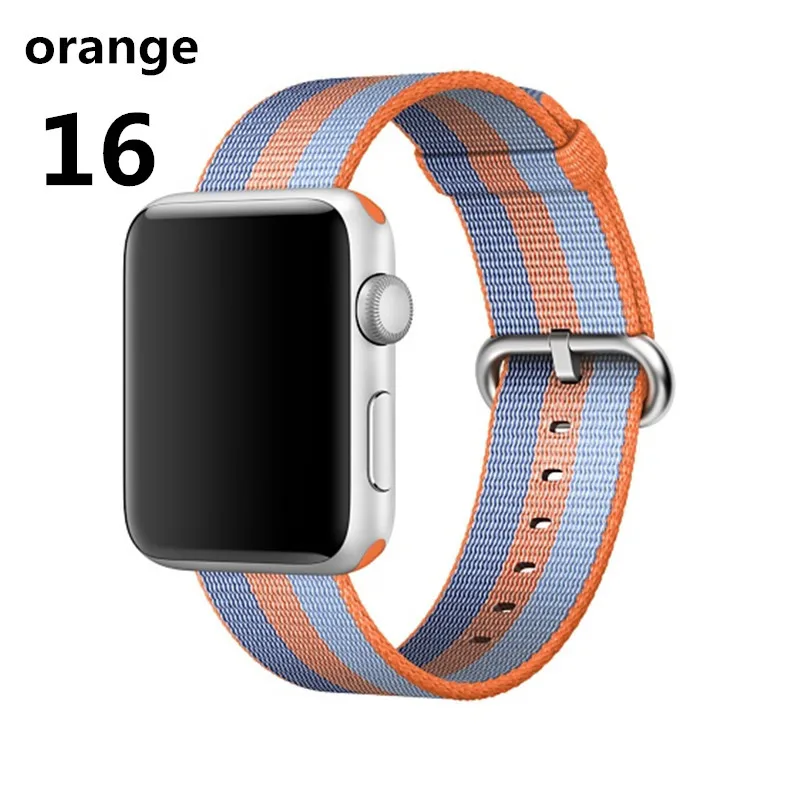 Orange 16 Старый клиент nato ремешок для Apple Watch band 5 4 44 мм/40 мм 3 iwatch band 42 мм 38 мм correa тканый нейлоновый ремешок - Цвет ремешка: Orange 16