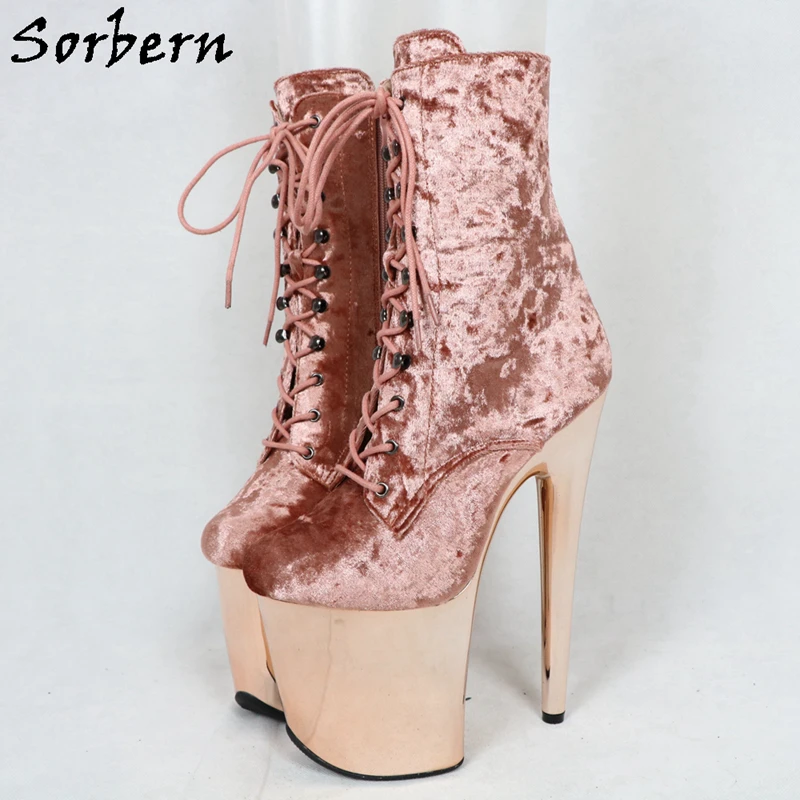 Sorbern бархатные женские ботиночки; обувь для стриптиза на шесте; пикантная зимняя обувь на металлической платформе на высоком каблуке 20 см; обувь на шпильках