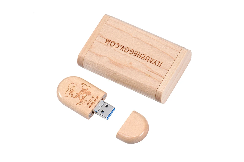 JASTER Пользовательский логотип клен деревянный+ коробка флеш-накопитель USB 3,0 pendrive 4G 16G 32GB 64GB 128GB U диск подарок 2 в 1 Интерфейс памяти