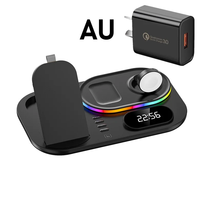 apple magsafe duo charger 30W Fast Wireless Charger For Airpods Pro Apple IWatch 4IN1 Time Clock RGB Light Charging Station for iPhone X 13 12 11 Pro Max huawei wireless charger Wireless Chargers