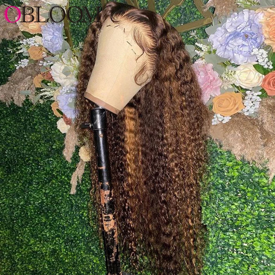 Colored Highlight HD Lace Front Human Hair Wigs Water Wave Wig Pre Plucked Remy Brazilian Hair Wigs For Women With Baby Hair