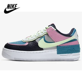 

Nike-Womens Air Force 1 Sneakers Original Nike Air Force 1 Shadow Shoes Removable Patches, Black and Pink Style Sneakers Novelty
