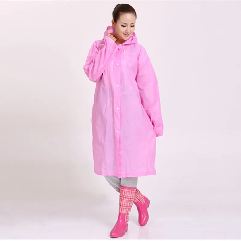 EVA Transparent Raincoat, Portable Outdoor Travel Rainwear, Waterproof Camping Hooded Ponchos, Plastic Rain Cover, Fashion