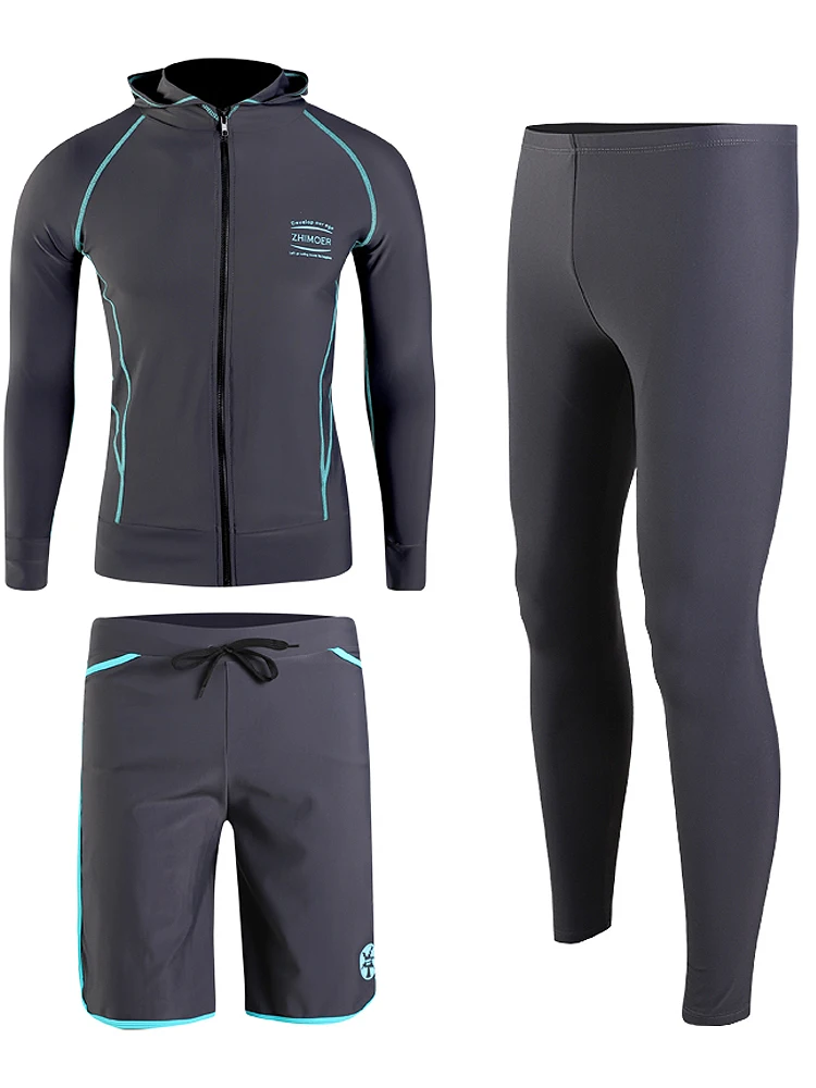 Парные Rashguard серые женские 5 штук Купальники спортивный костюм куртка на молнии с длинными рукавами шорты Мужская пляжная одежда спортивный костюм