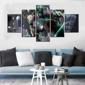 

5 Pieces Izuku Anime Posters Oil Painting on Canvas My Hero Academia Wallpaper Living Room Decor Wall Stickers Background Decor