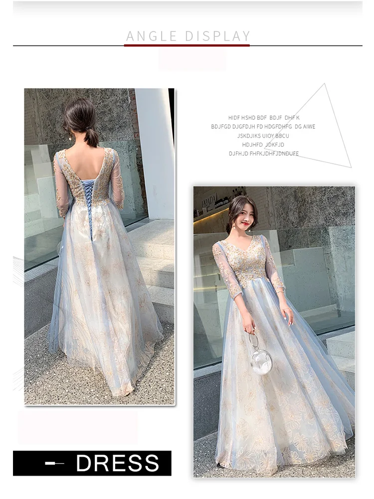 It's Yiya платье для выпускного с открытой спиной v-образным вырезом с коротким рукавом платья женские вечерние платья трапециевидной формы длиной до пола Vestidos de gala E1123