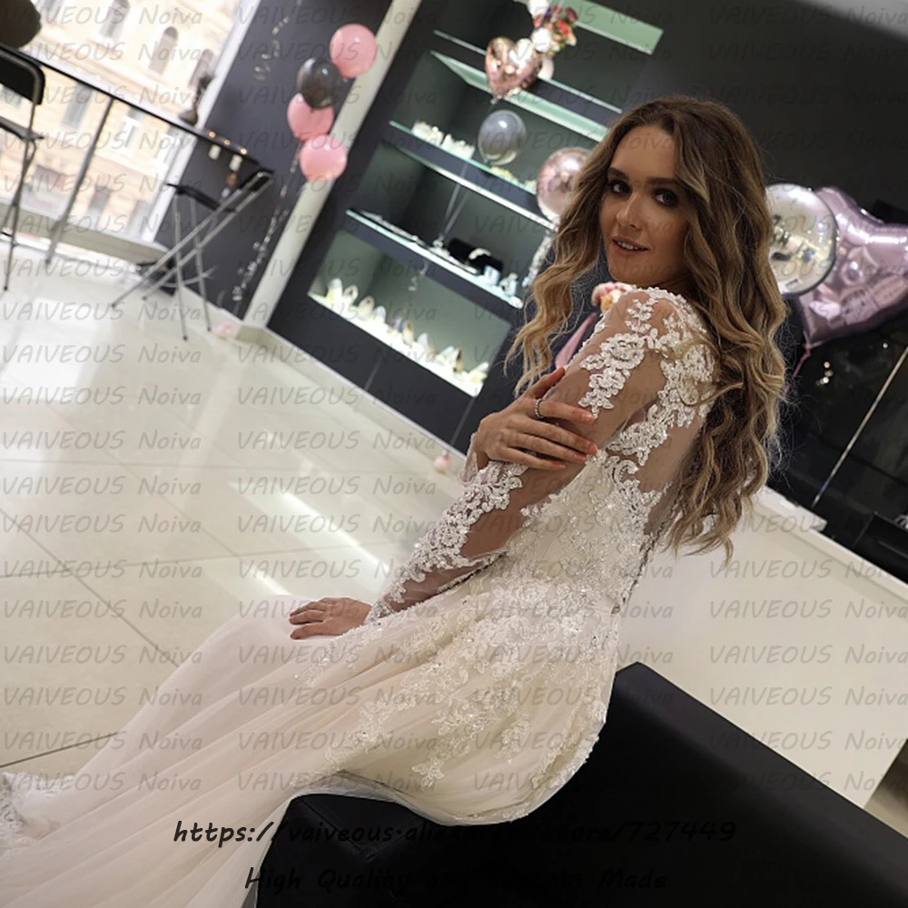 Vestido noiva/кружевные свадебные платья с прозрачной спинкой; винтажное свадебное платье с длинными рукавами; Robe de Mariee