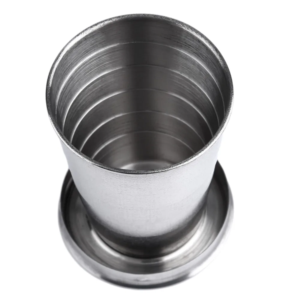 

1Pc 75ml Stainless Steel Camping Folding Cup Traveling Outdoor Camping Hiking Mug Portable Collapsible Foldable Cup Bottle