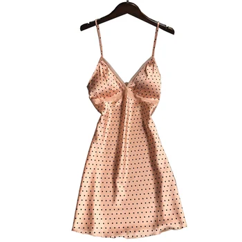 

Ladies Sleep Dress Women Comfort Nightgown Simple Style Orange Knee Length Dress Ladies Homewear dress With Chest Pad For Summer