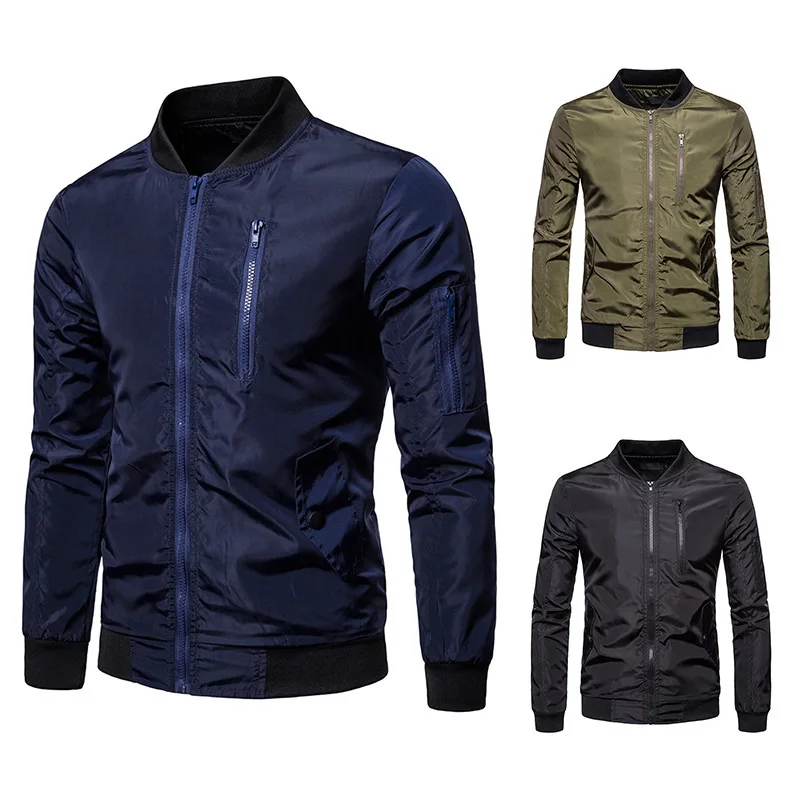 

2018 Autumn And Winter New Style Fashion Solid Color Zipper Design Stand Collar Large Size Men Jacket Jk07