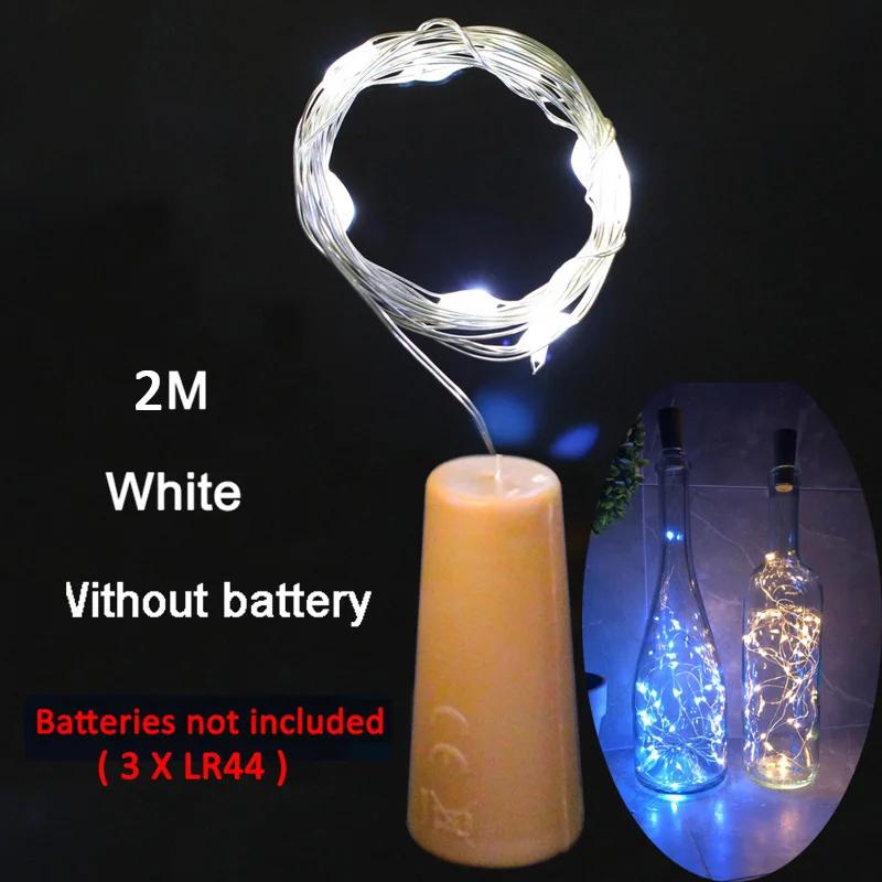 2m 20led white LED String DIY Fairy Lights for Glass Bottle Vintage Rustic Wedding Table Decoration Bachelorette Hen Party Valentines - Цвет: 2m 20led white