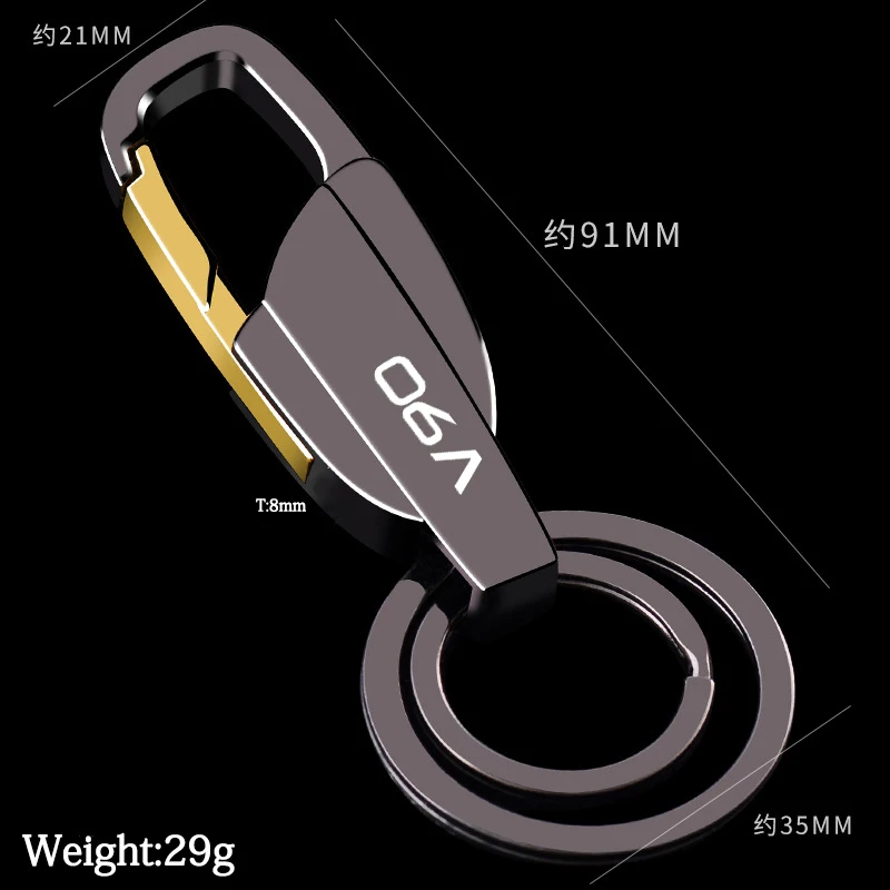 

For Volvo v90 2018 2019 2020 2016 2017 accessories New metal Fashion Keychain Metal Alloy Buckle Waist Car Key Chain Key Chain